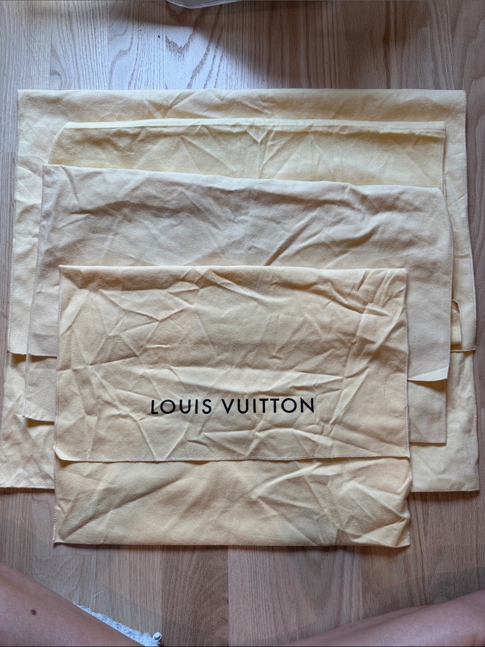 Louis Vuitton Yellow Cotton Dust Bag Set with Black Logo
